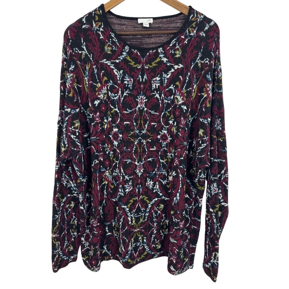 J. Jill Women's Geometric Long Sleeve Colorful Oversized Tunic Sweater Size XL